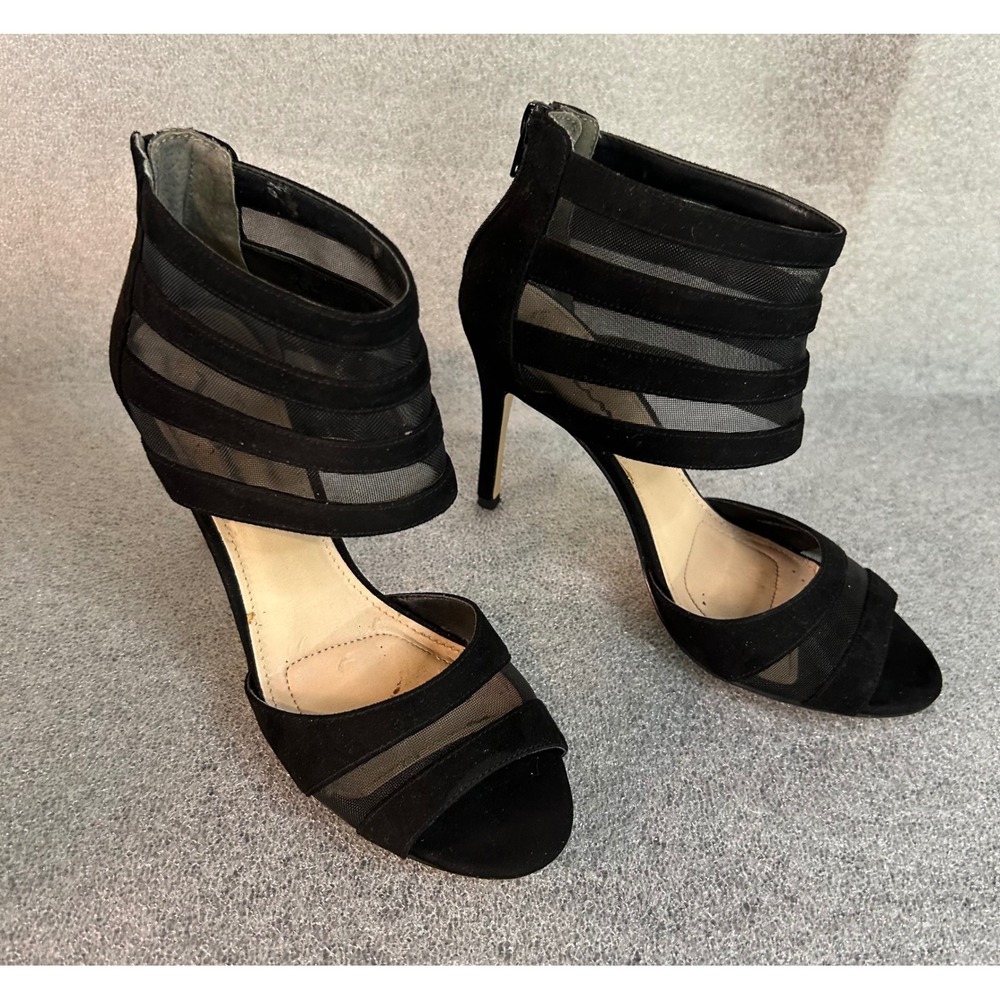 Touch of Nina Black size 6.5 Mesh Suede Stiletto Heel Ankle Booties